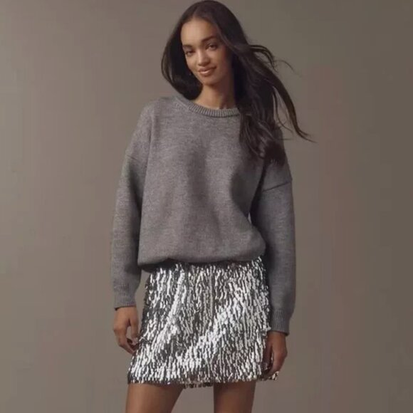 Gray Sweater with Silver Sequin Skirt - Picture 1 of 11